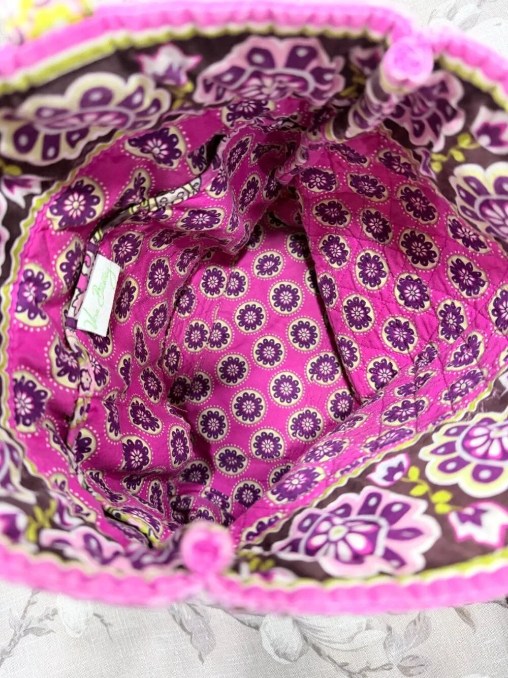 Vera Bradley Very Berry Paisley Quilted Tote Pink Purple Floral Paisley Retired